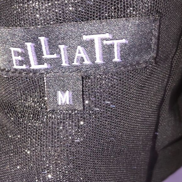 ELLIATT- Black Netting Over Metallic Silver Lining Dress, Cut Out Sides, Size M - Picture 11 of 14